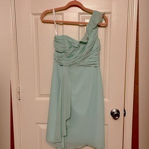 David's Bridal One Shoulder Chiffon Special Occasion Dress, Dusty Sage